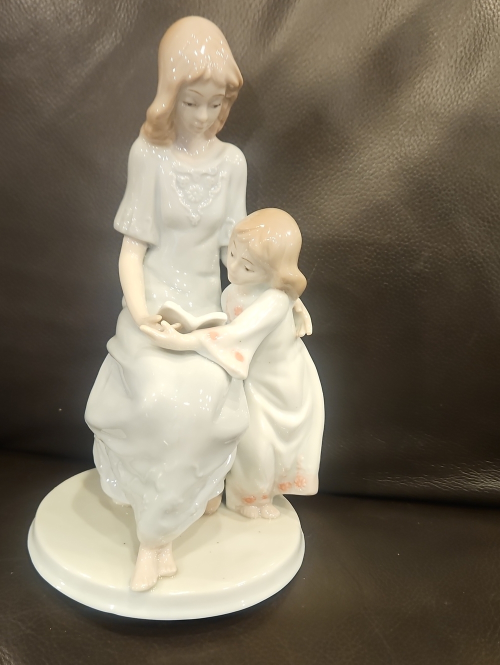 Porcelain Mother and Child Figurine in Pastel Colors